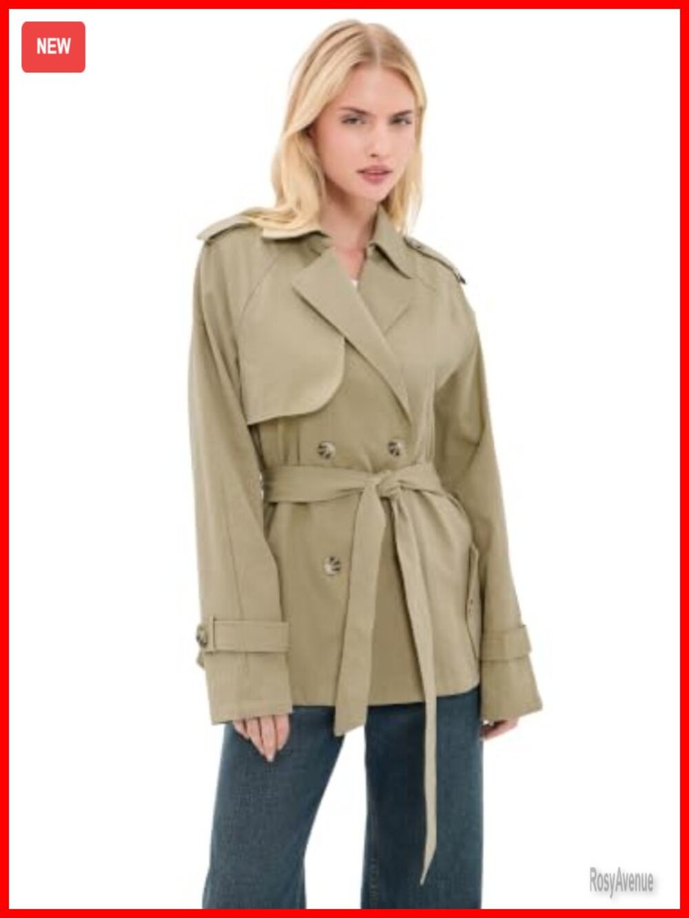 Lioness Cropped Trench Coat Mid-Weight Canvas Double Breasted Fall